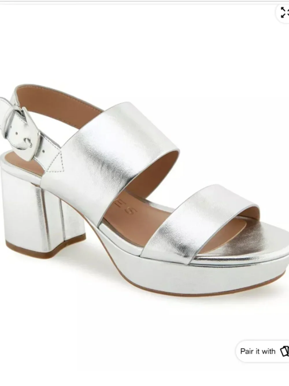 Aerosoles Women's Camilia Round Toe Platform Sandals Size 8.5M Silver Metallic